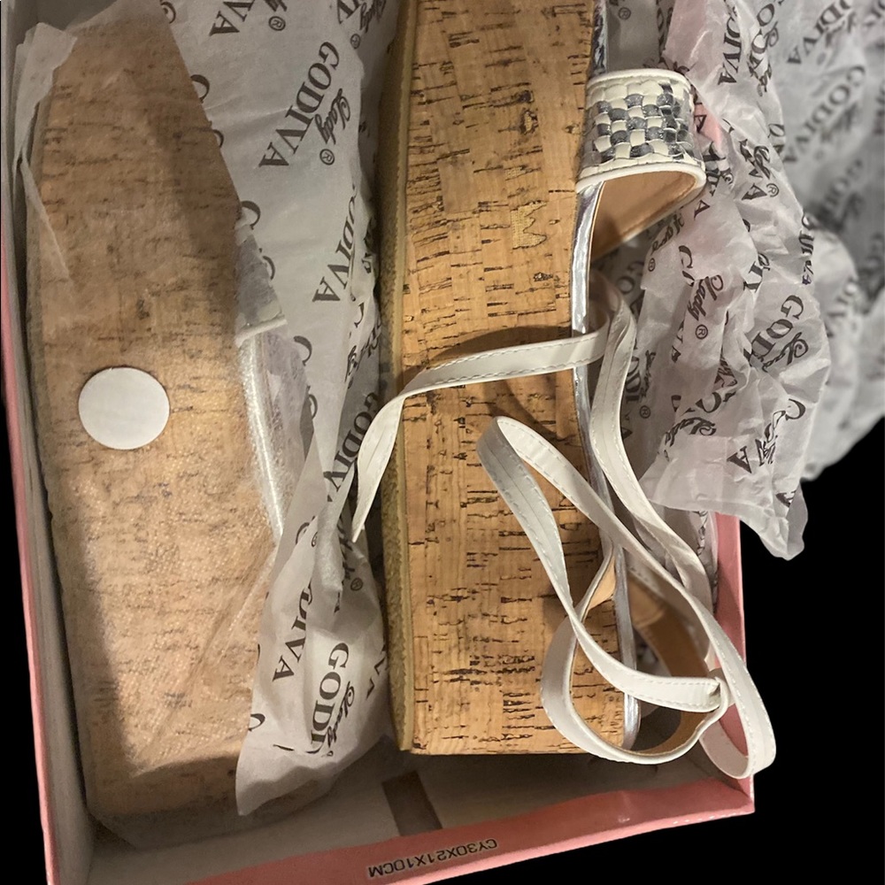 Brand new white platform sandals